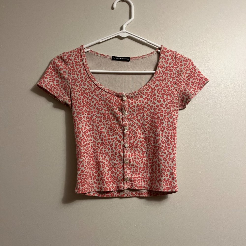 Brandy Melville Pink Leopard Top
